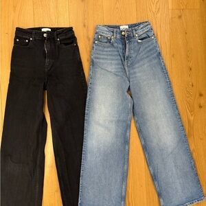 Ganni Andi Jeans Bundle Black and Blue Wide Leg Jeans